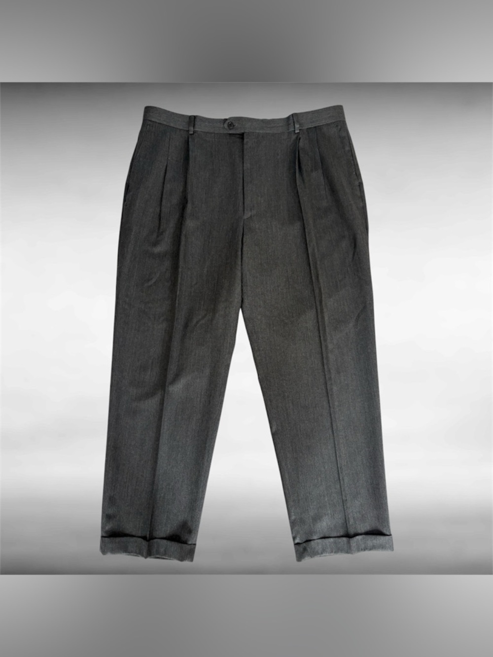 Men's Joseph & Feiss 44x32 Dark Gray Easy Care Wool Blend Dress Pants Slacks EUC